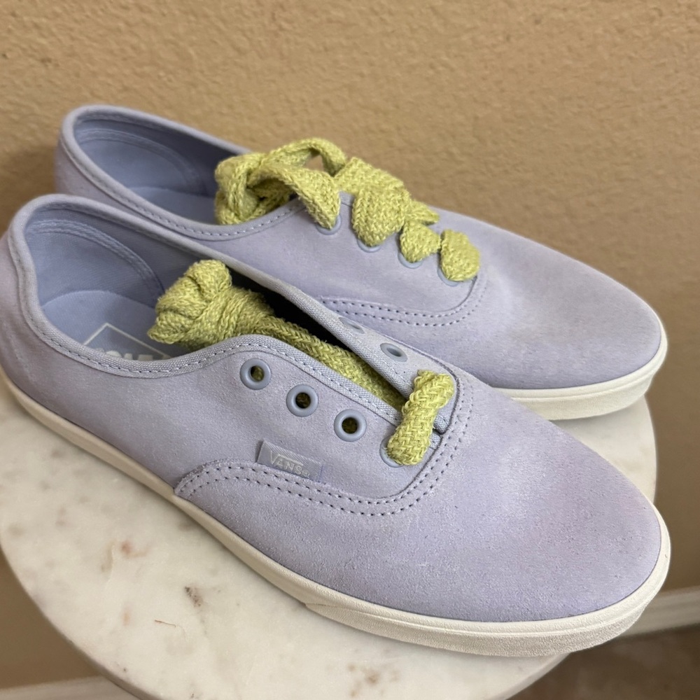 NEW Women Vans Authentic Fun Spring Lowpro Fat green Lace suede purple sneakers